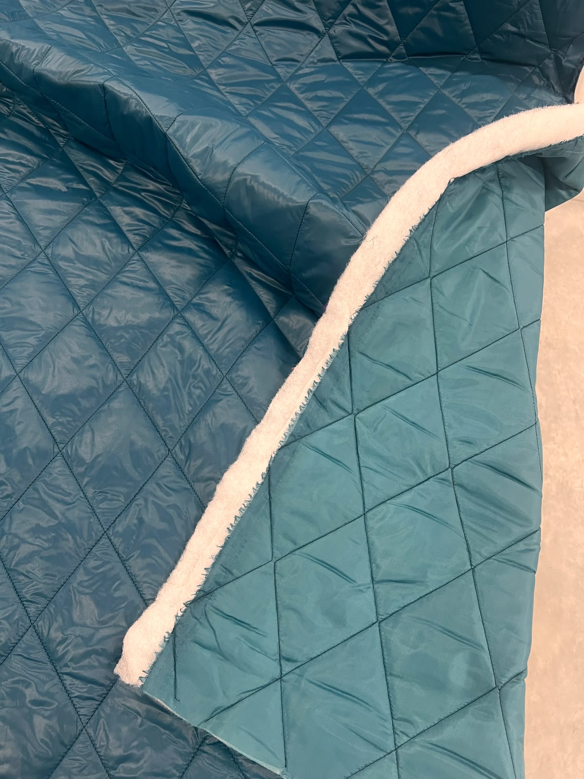 ZOE 064 teal blue diamond quilted puffer