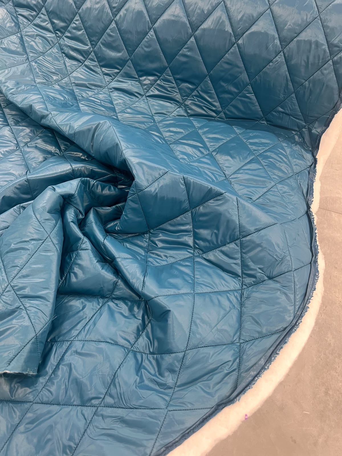 ZOE 064 teal blue diamond quilted puffer