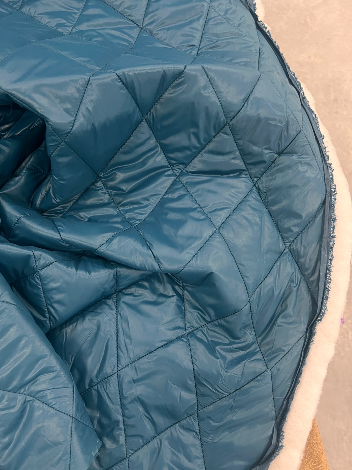 ZOE 064 teal blue diamond quilted puffer