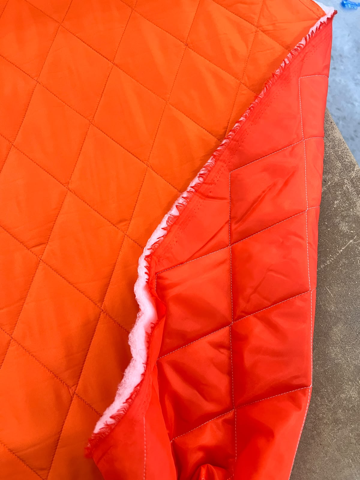 ZOE-069 orange diamond quilted puffer