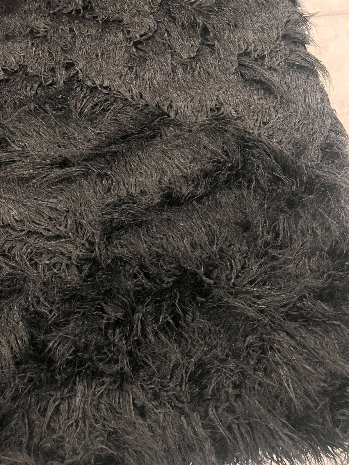 ZOE 071 double face faux leather and faux fur hairy coat fabric black