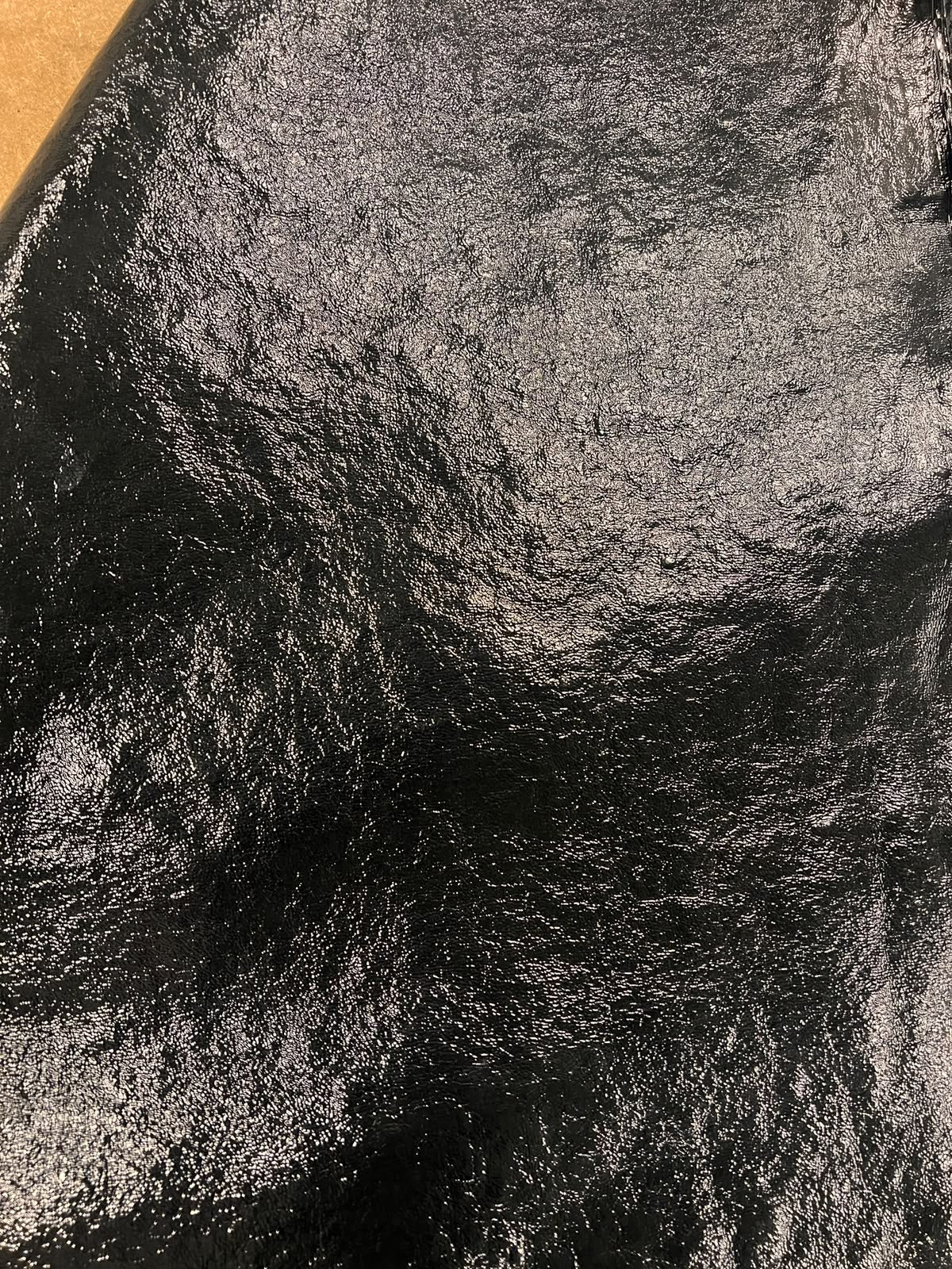 ZOE 071 double face faux leather and faux fur hairy coat fabric black
