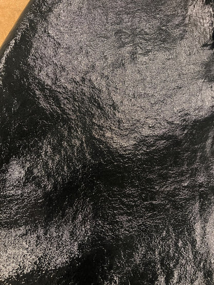 ZOE 071 double face faux leather and faux fur hairy coat fabric black