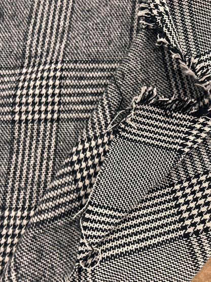 ZOE 073 houndstooth check double face black&white tweed