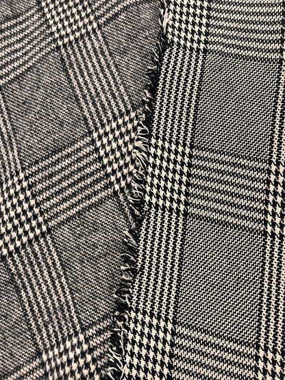 ZOE 073 houndstooth check double face black&white tweed