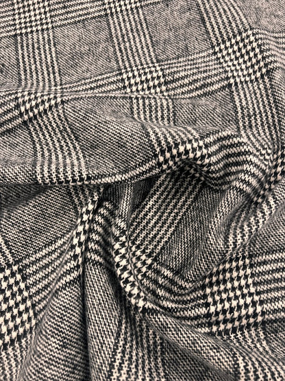 ZOE 073 houndstooth check double face black&white tweed