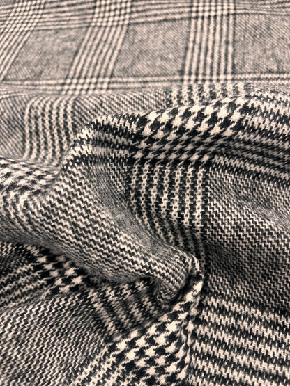 ZOE 073 houndstooth check double face black&white tweed