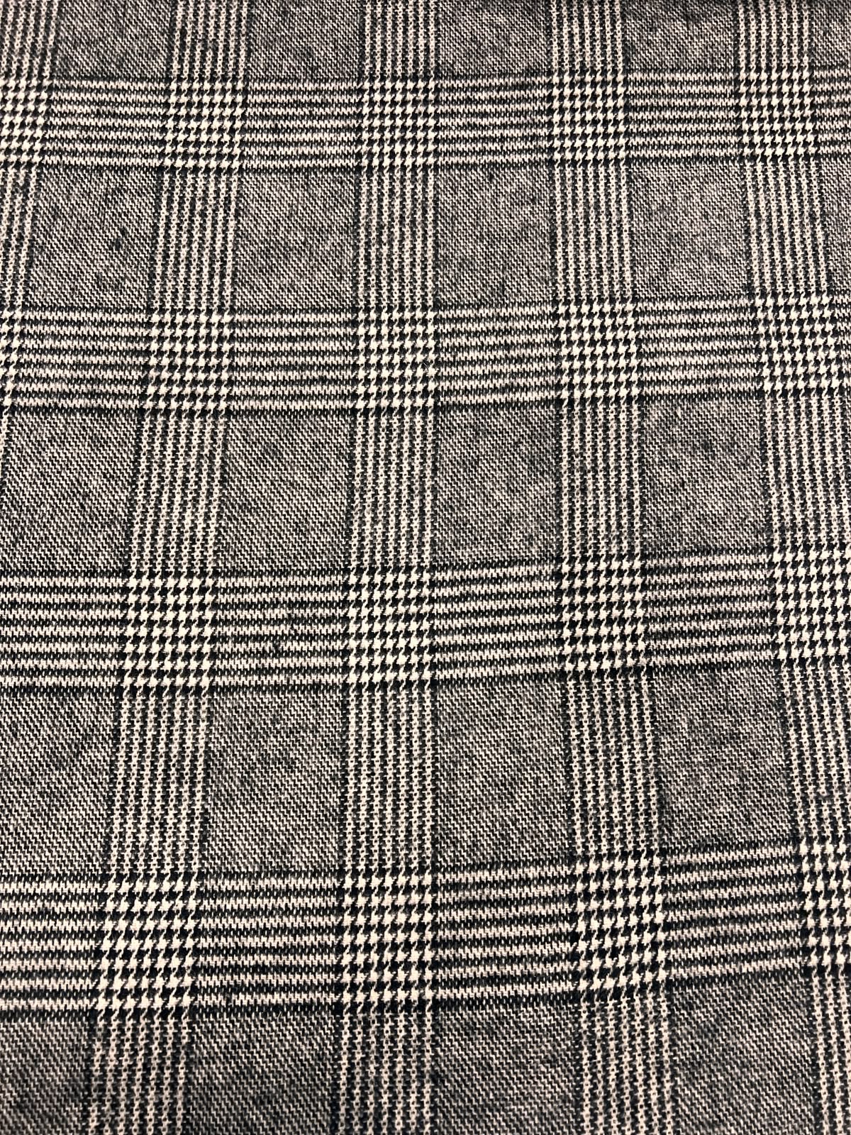 ZOE 073 houndstooth check double face black&white tweed
