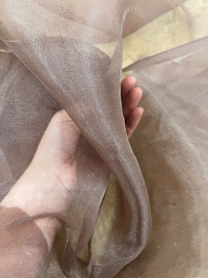 ZOE 076 brown shiny transparent organza