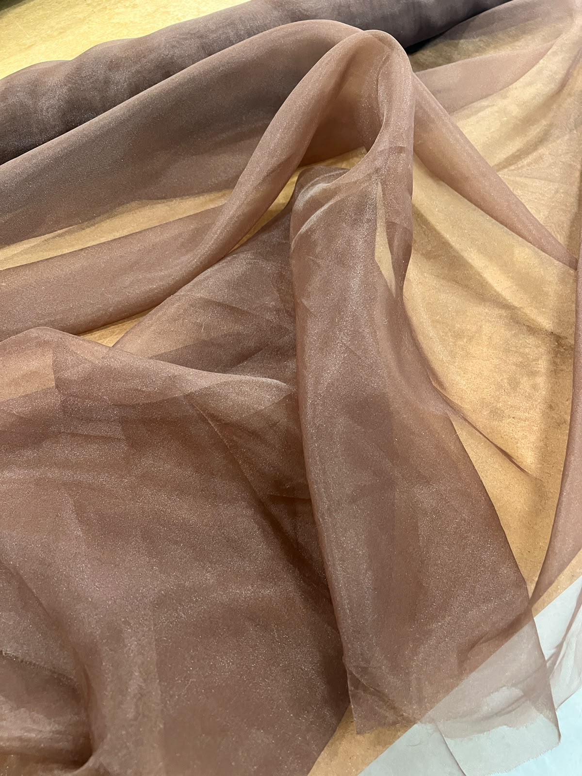 ZOE 076 brown shiny transparent organza
