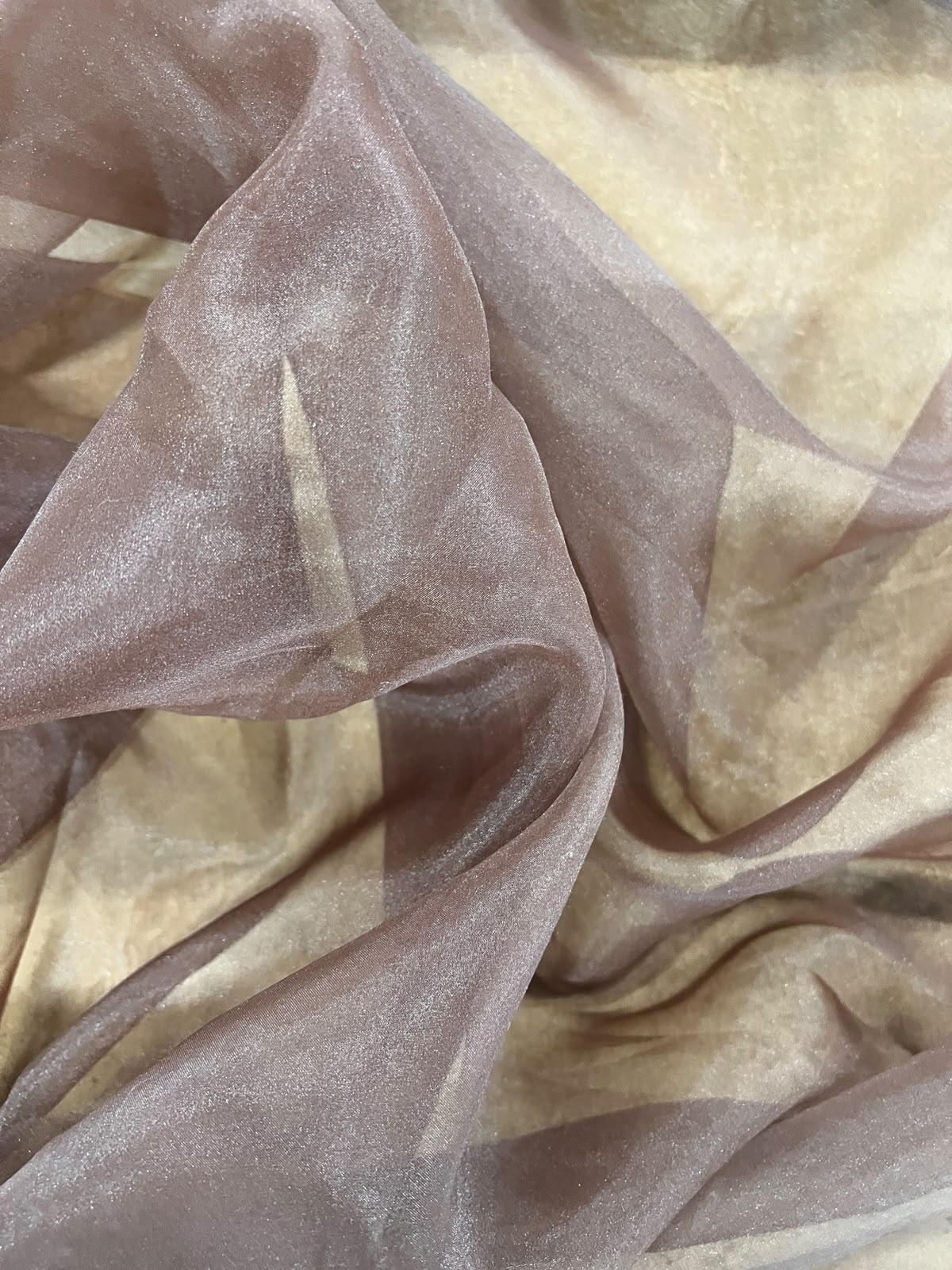 ZOE 076 brown shiny transparent organza
