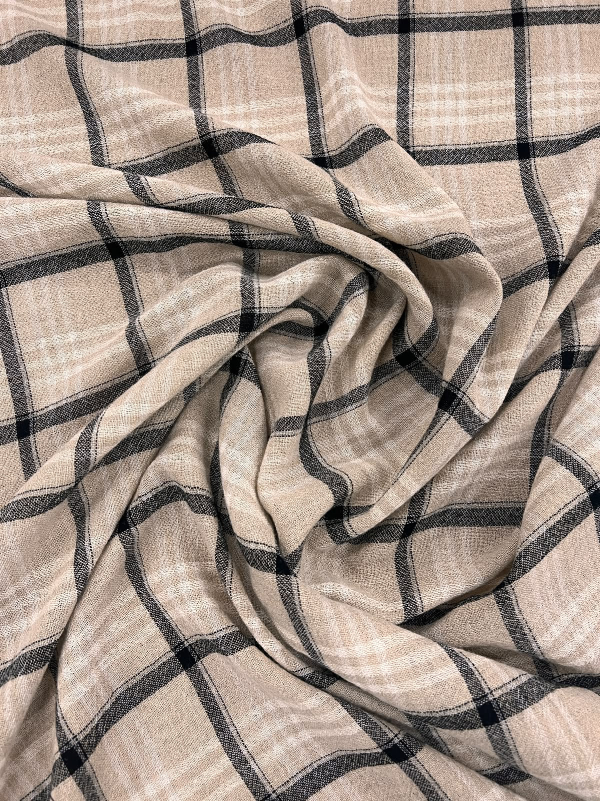ZOE 077 wool blended beige&ecru&black check