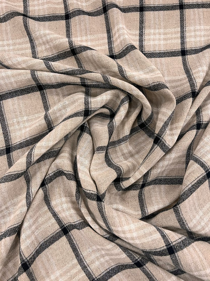 ZOE 077 wool blended beige&ecru&black check