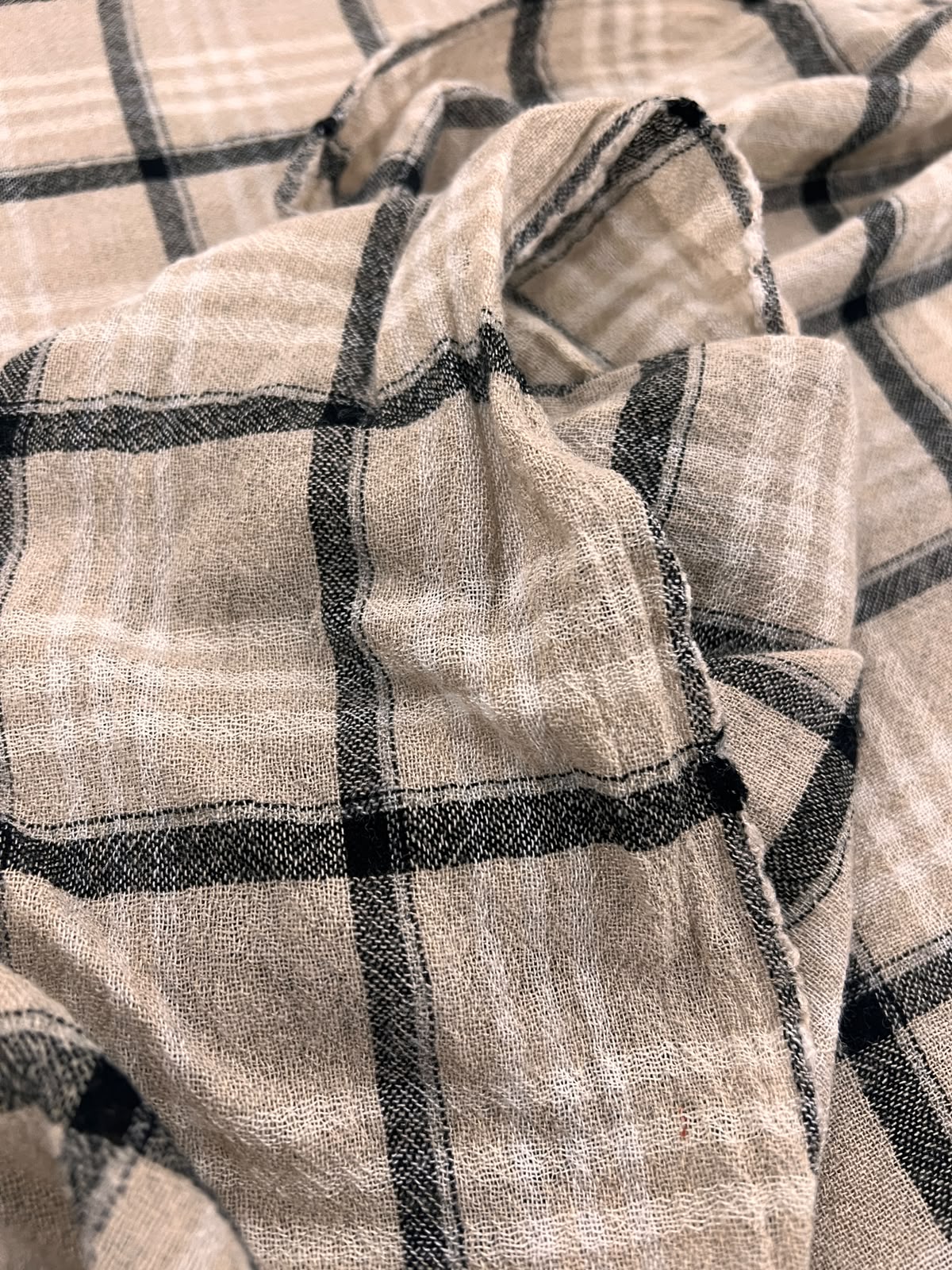 ZOE 077 wool blended beige&ecru&black check