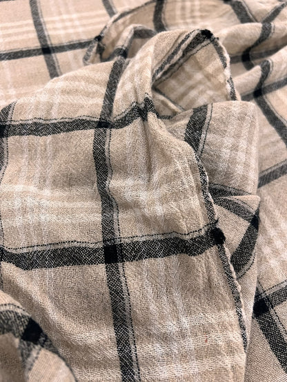 ZOE 077 wool blended beige&ecru&black check