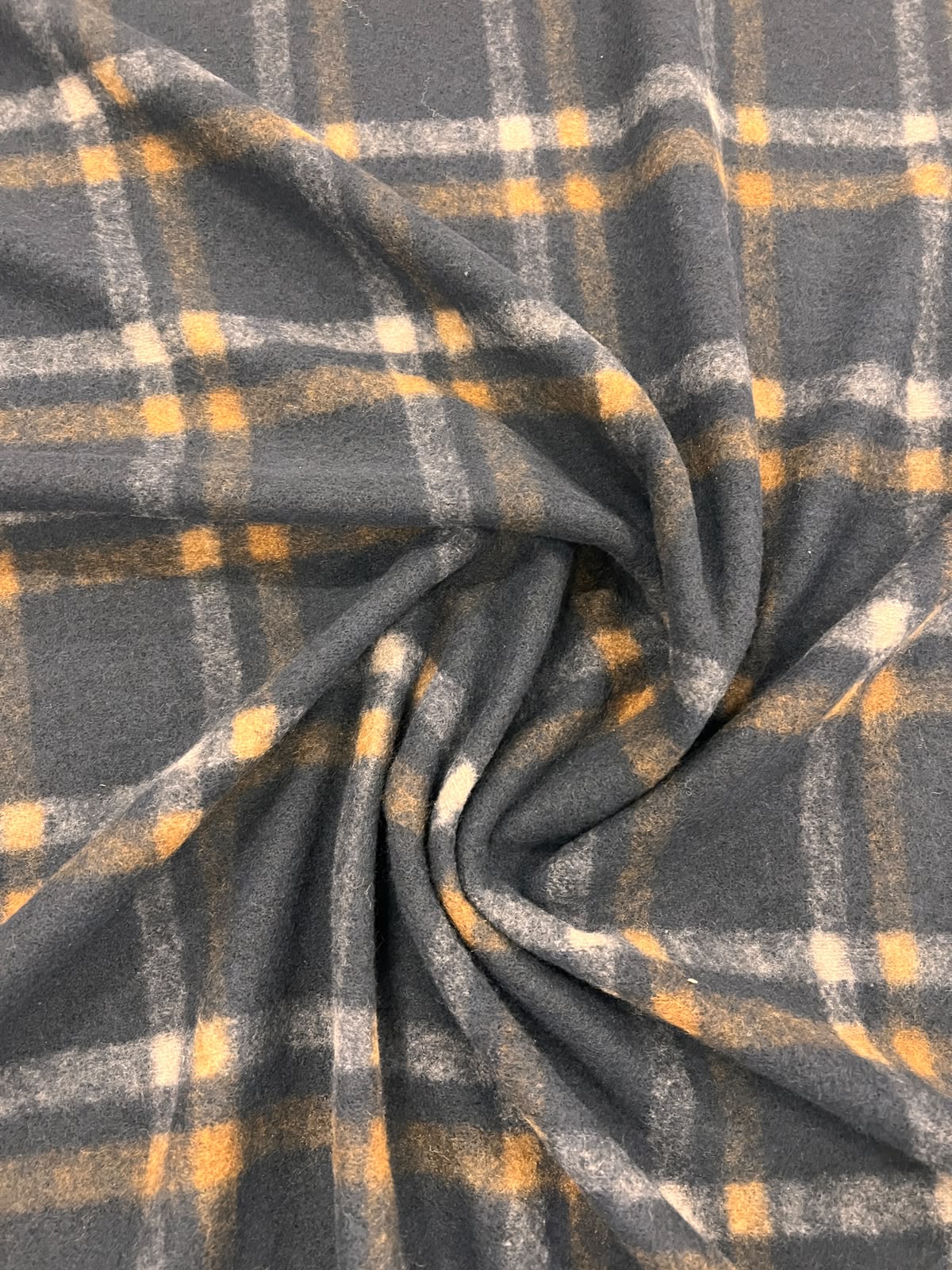 ZOE 086 navy brown macro check wool blended flannel