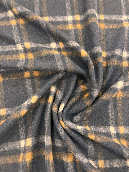 ZOE 086 navy brown macro check wool blended flannel