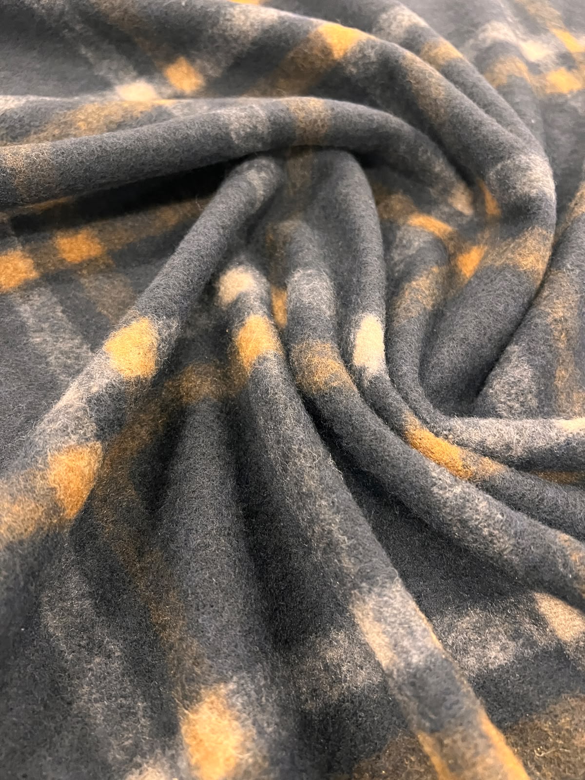 ZOE 086 navy brown macro check wool blended flannel