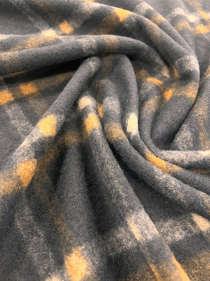 ZOE 086 navy brown macro check wool blended flannel