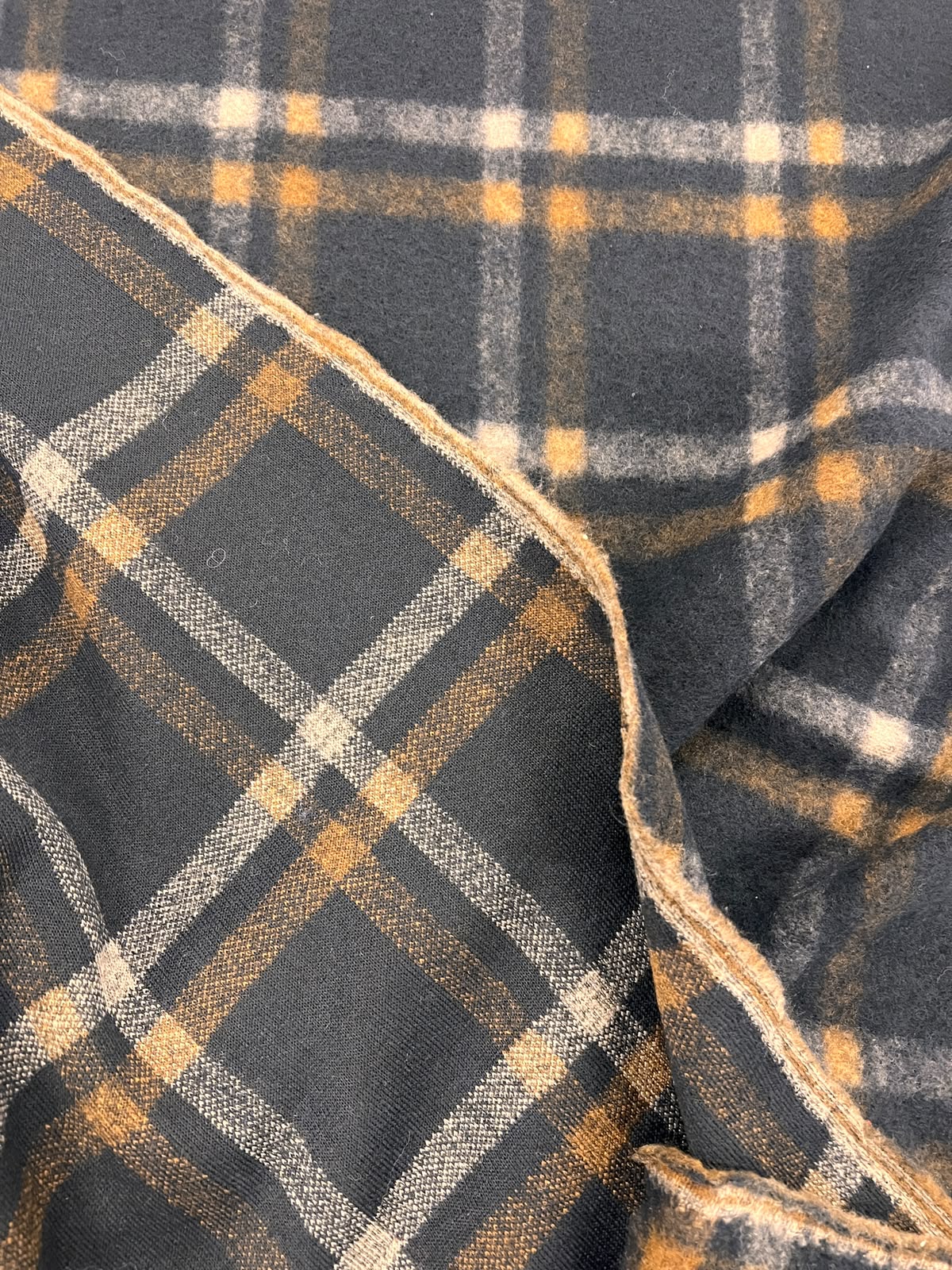 ZOE 086 navy brown macro check wool blended flannel