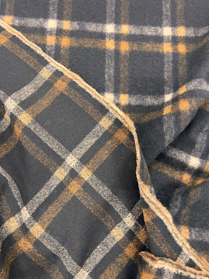 ZOE 086 navy brown macro check wool blended flannel