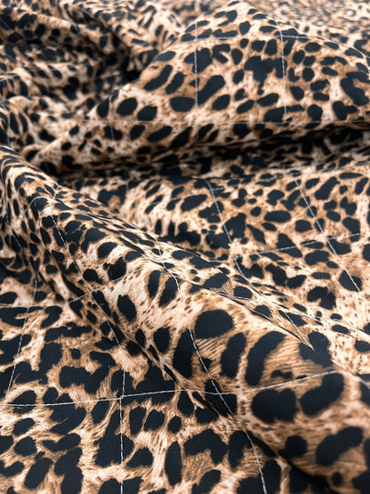 ZOE 087 double face leopard diamon stitched quilted puffer