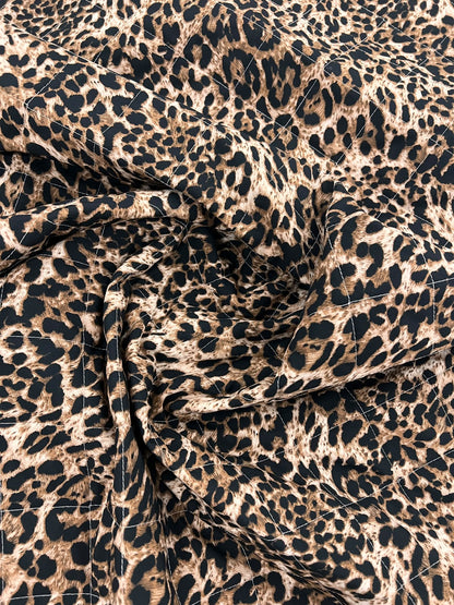 ZOE 087 double face leopard diamon stitched quilted puffer