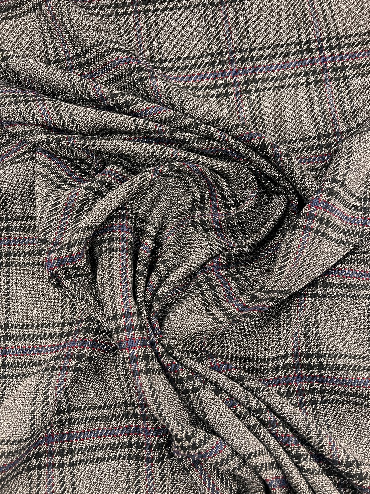 ZOE 089  Grey with red&blue overcheck heavyweight tweed