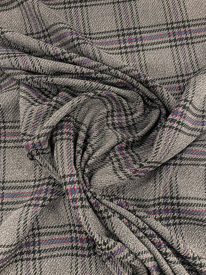 ZOE 089  Grey with red&blue overcheck heavyweight tweed