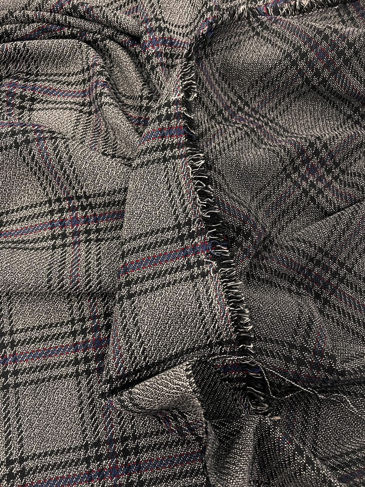 ZOE 089  Grey with red&blue overcheck heavyweight tweed
