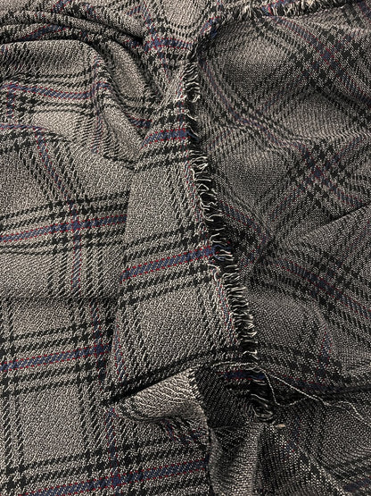 ZOE 089  Grey with red&blue overcheck heavyweight tweed