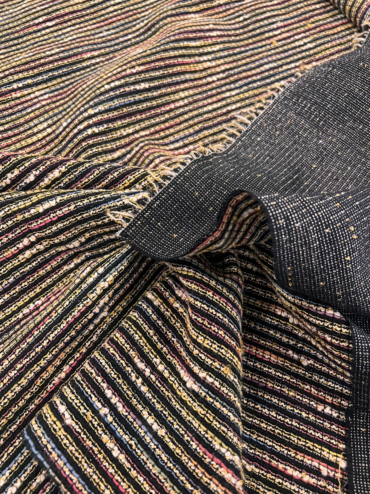 ZOE 098 multi color striped boucle tweed