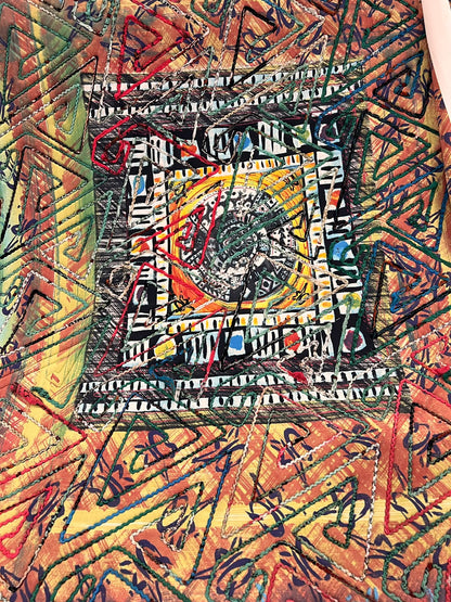 OLAF 001 graffiti map printed and embroidered quilted