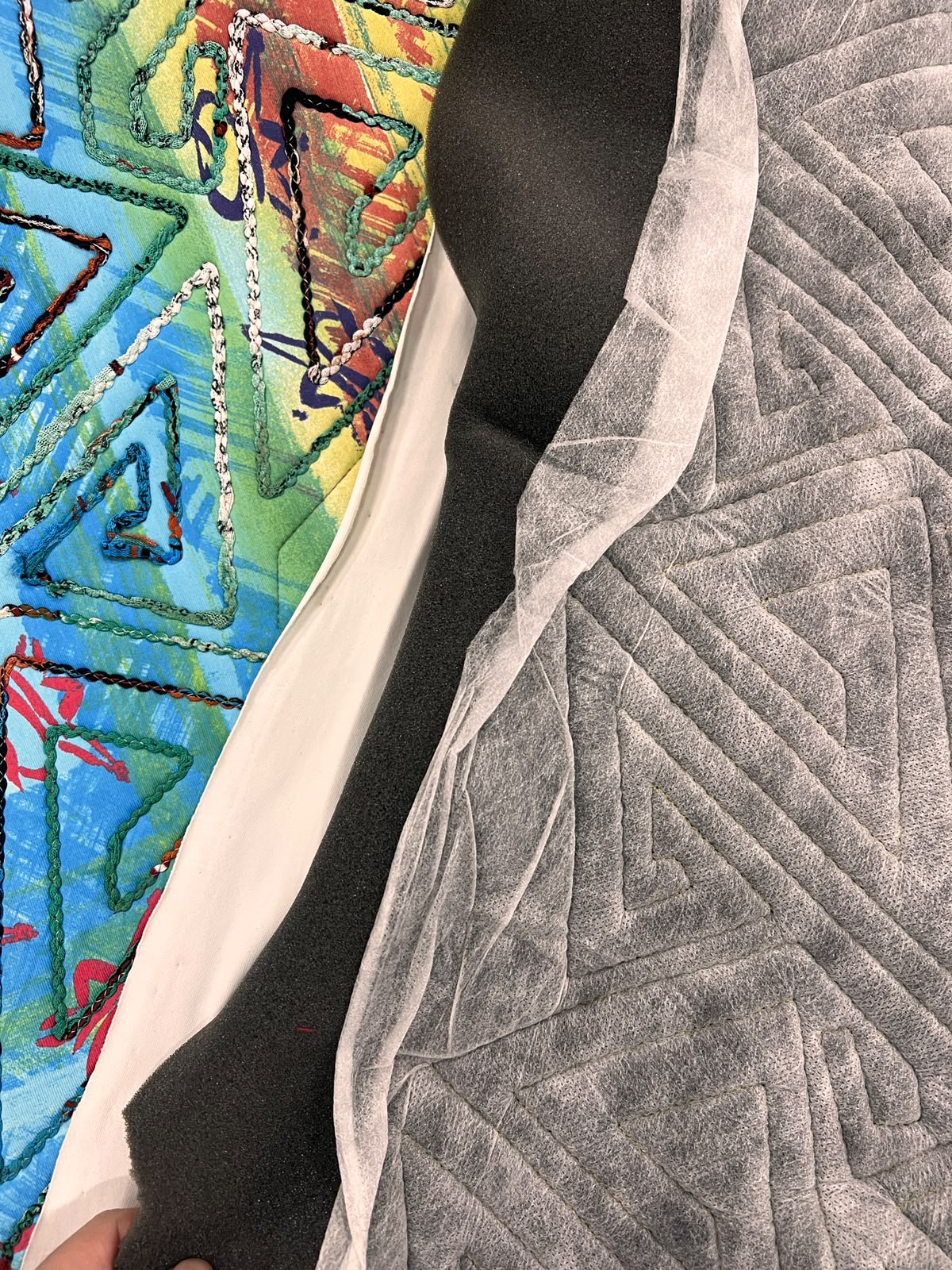 OLAF 001 graffiti map printed and embroidered quilted