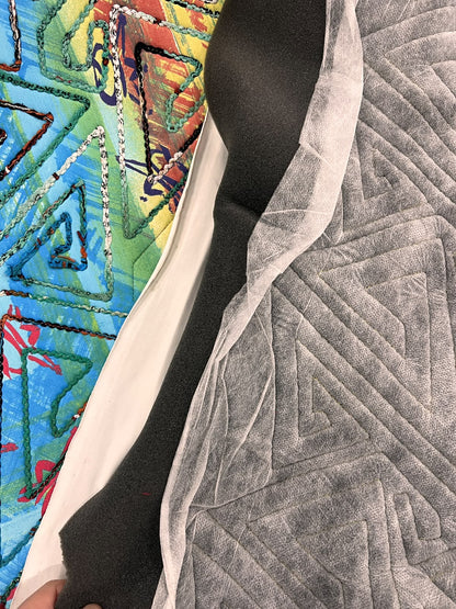 OLAF 001 graffiti map printed and embroidered quilted