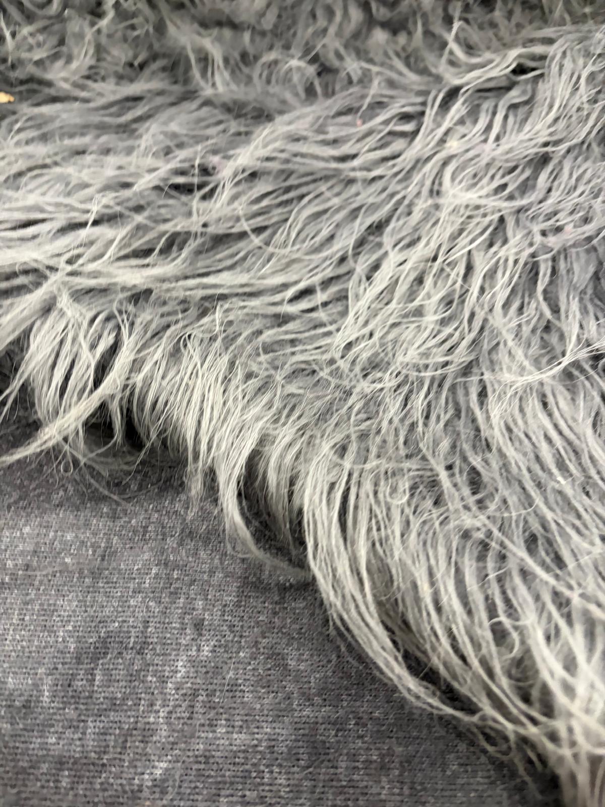 DRACO 009 fake fur hairy woolen coat fabric grey