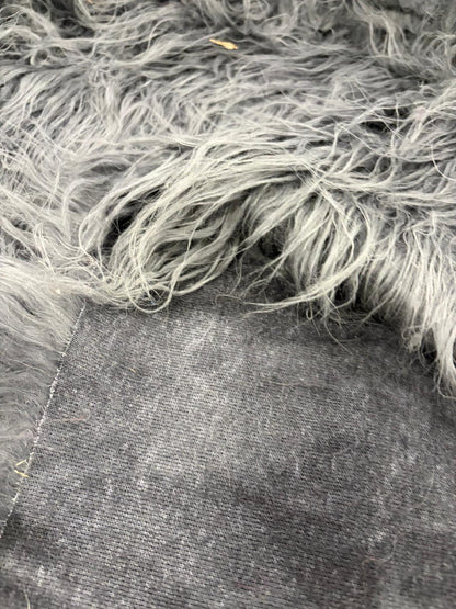 DRACO 009 fake fur hairy woolen coat fabric grey