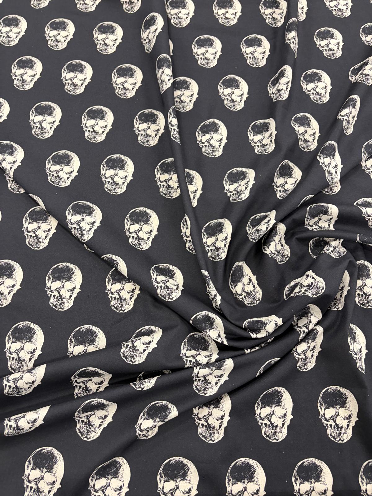 DRACO 025 big skull midweight printed cotton Black