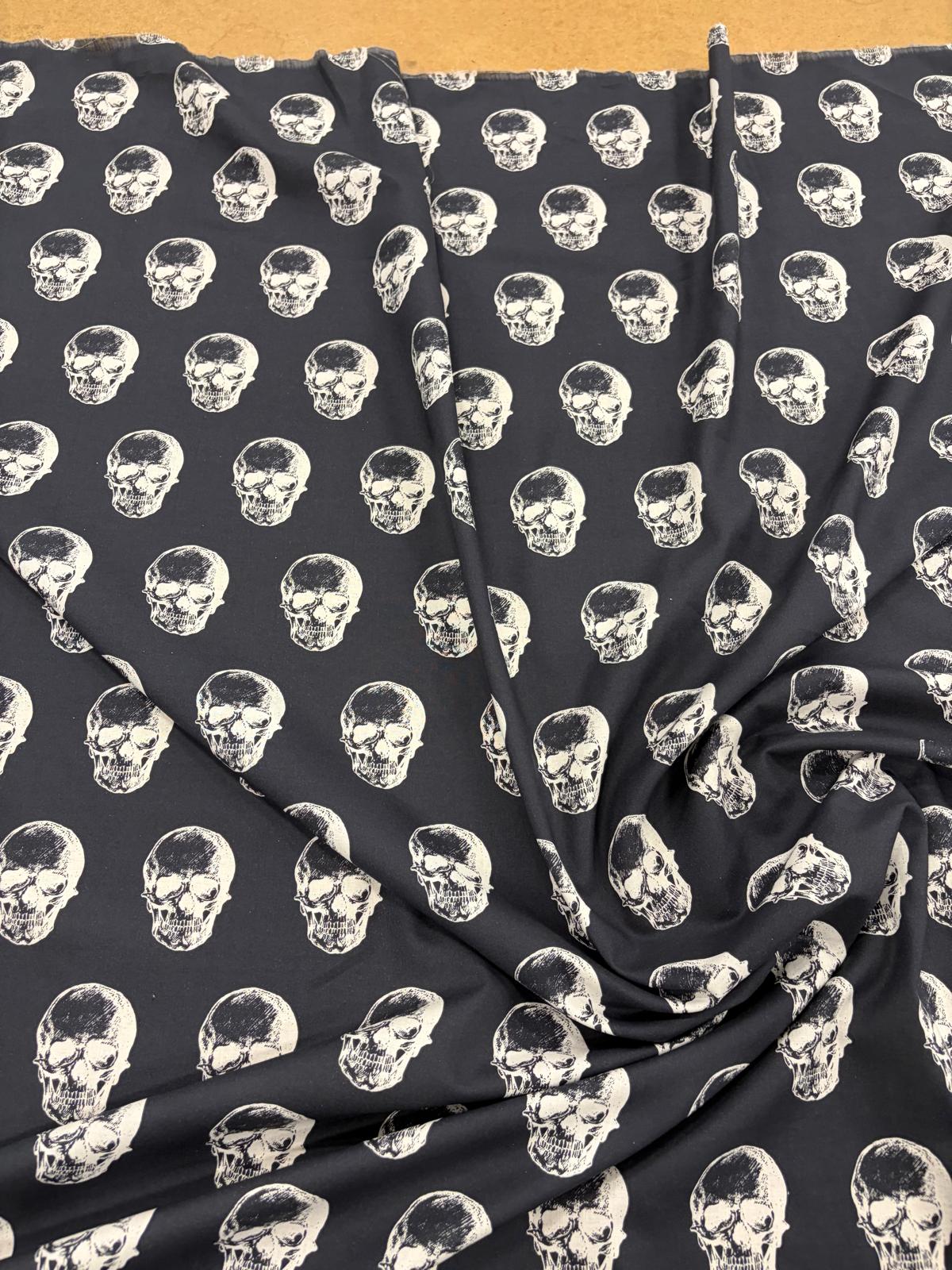 DRACO 025 big skull midweight printed cotton Black
