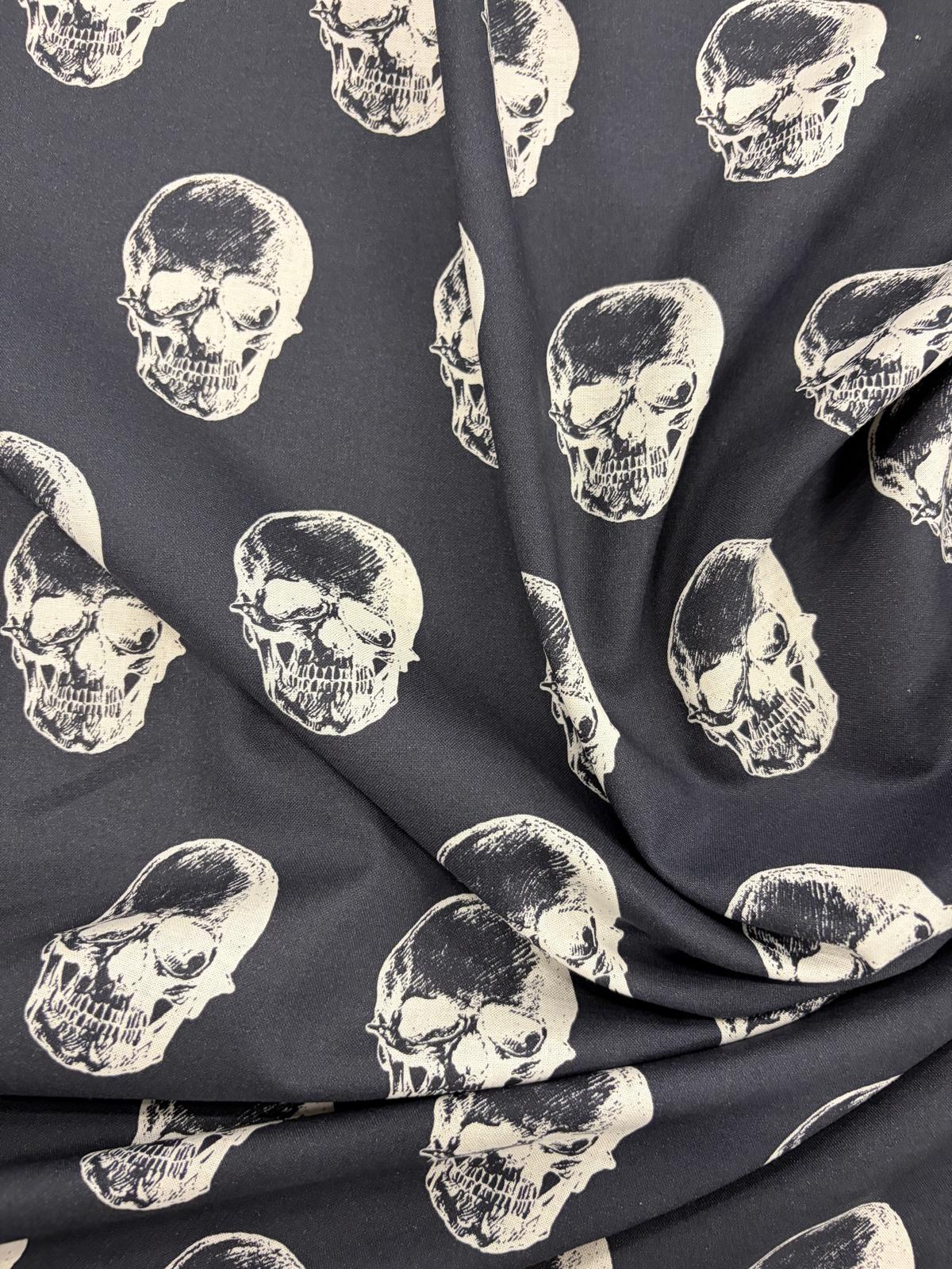 DRACO 025 big skull midweight printed cotton Black