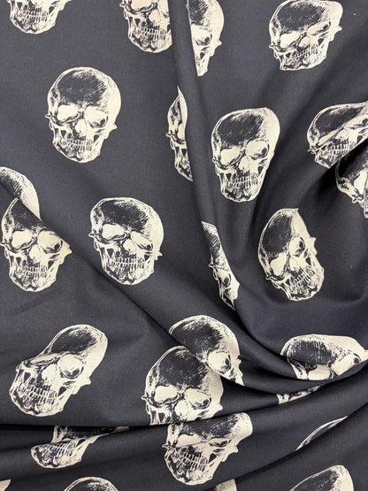 DRACO 025 big skull midweight printed cotton Black