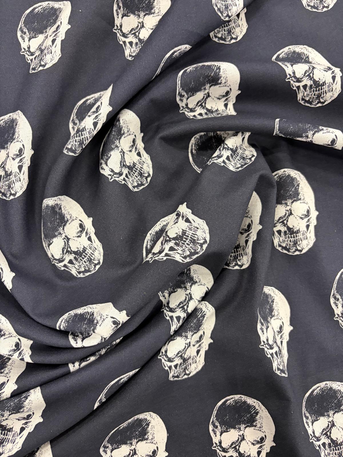 DRACO 025 big skull midweight printed cotton Black