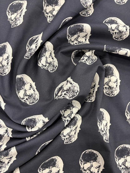 DRACO 025 big skull midweight printed cotton Black