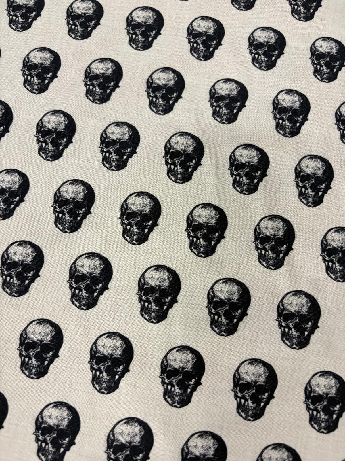 DRACO 026 skull midweight printed cotton White