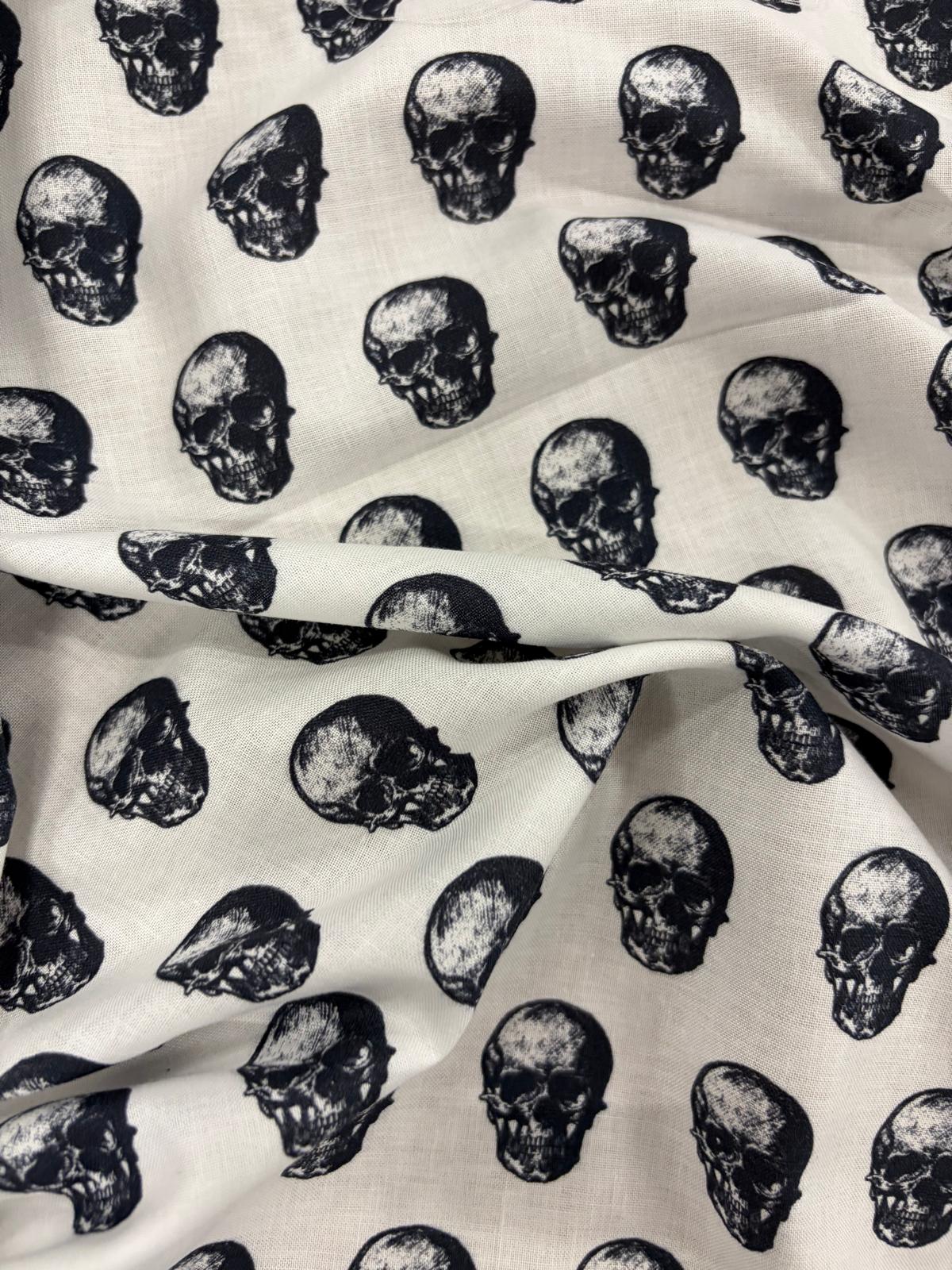 DRACO 026 skull midweight printed cotton White