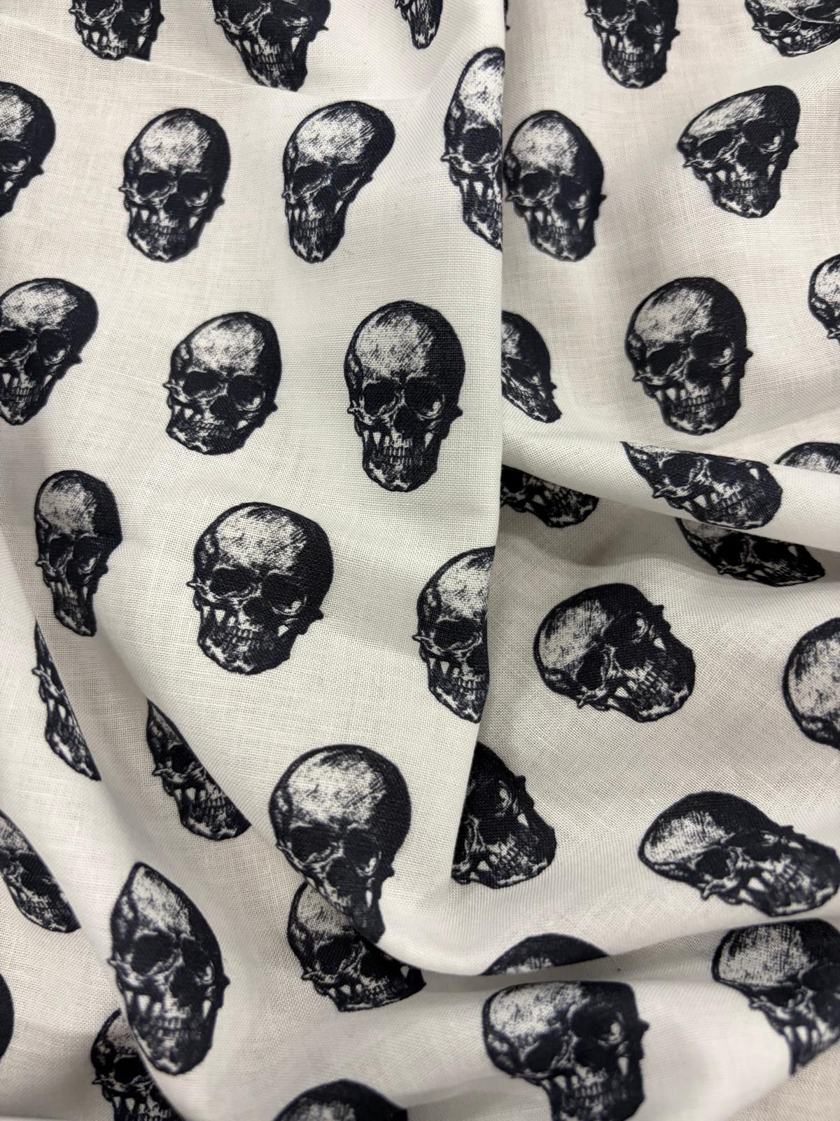 DRACO 026 skull midweight printed cotton White