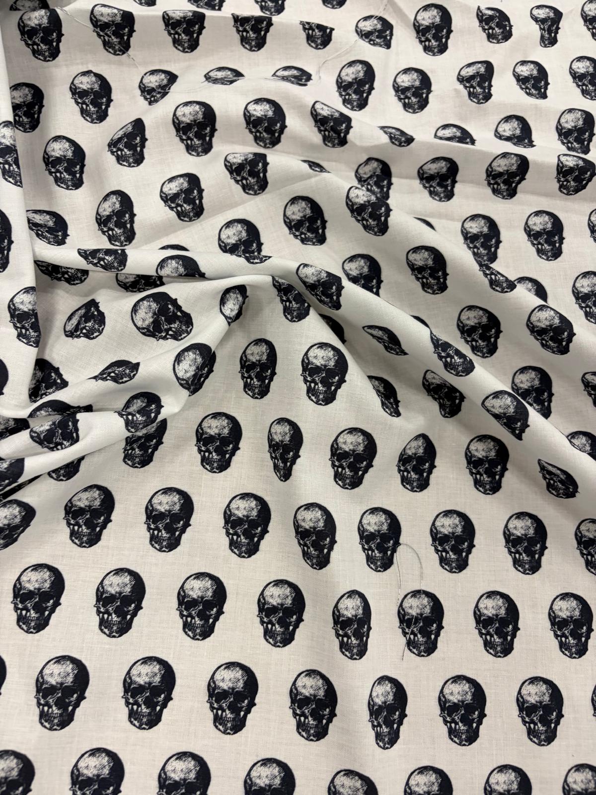 DRACO 026 skull midweight printed cotton White