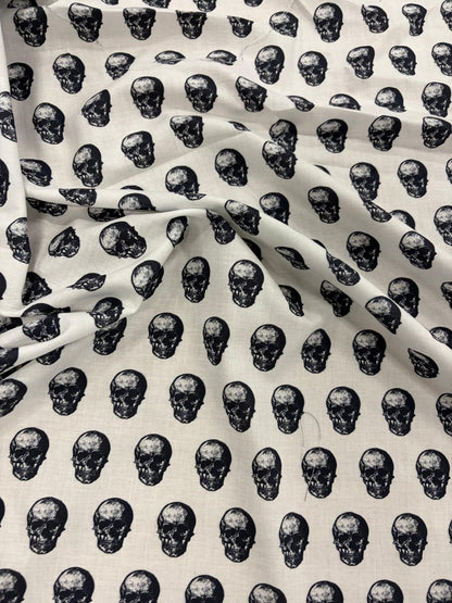 DRACO 026 skull midweight printed cotton White