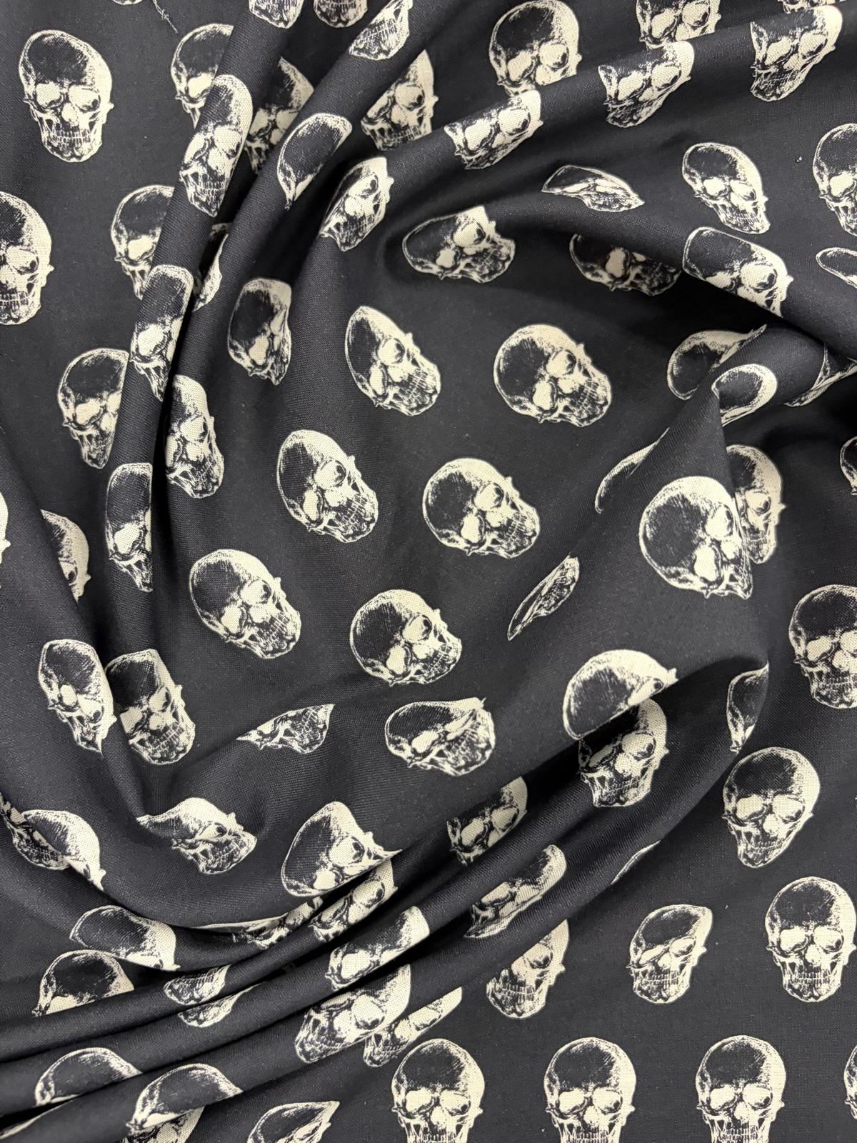 DRACO 027 petit skull printed midweight cotton Black