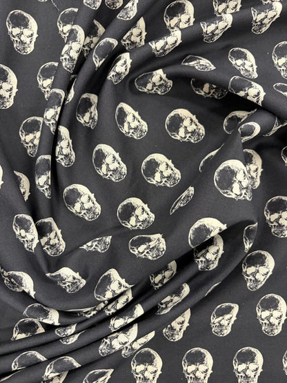 DRACO 027 petit skull printed midweight cotton Black